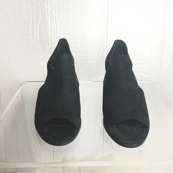 EILEEN FISHER “Nikki” Black Leather Open-Toe Booties US 7.5 - Picture 6 of 9